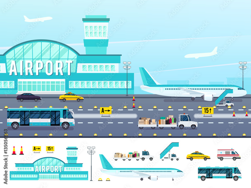 Airport Flat Style Illustration