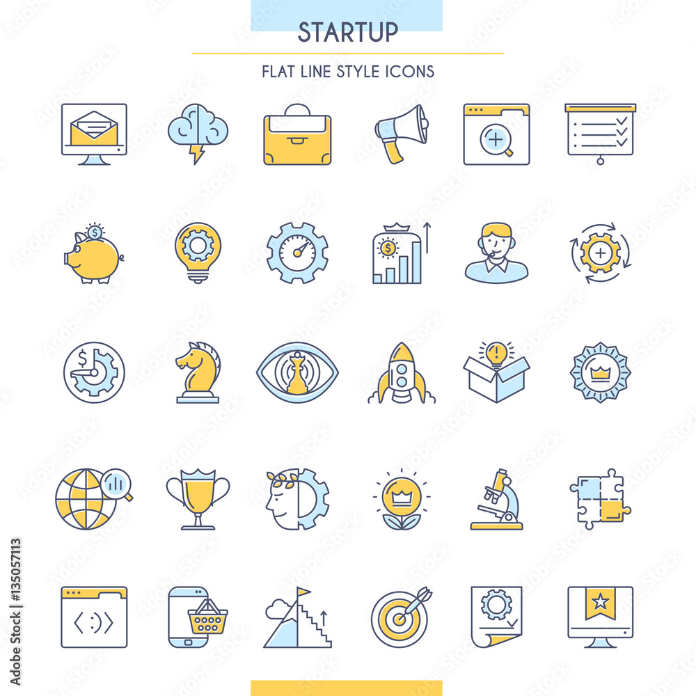 Startup Outline Icons Set Startup Outline Icons Set