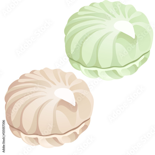 Two delicious zephyr. Vector healthy dessert