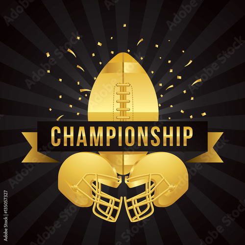Vector of American football championship with gold theme template.