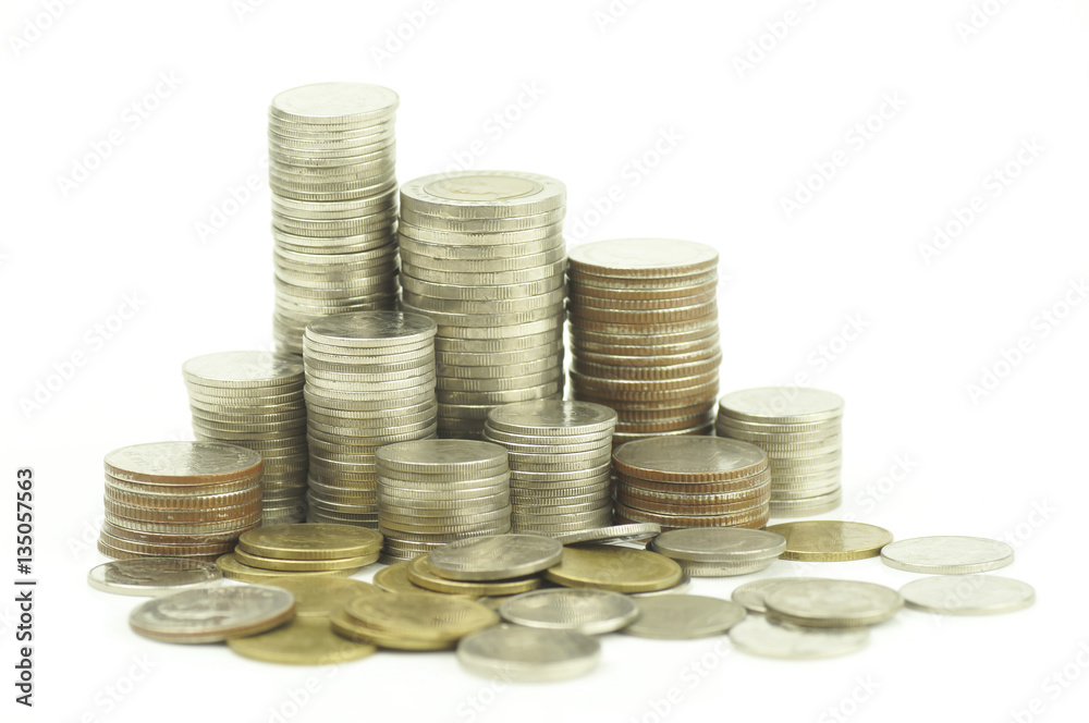pile of money coins isolated on white background pile of money coins isolated on white background