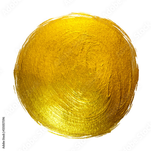 Gold Round Shining Paint Stain Hand Drawn Illustration