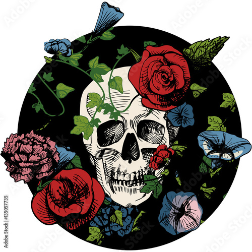 Skull in flowers