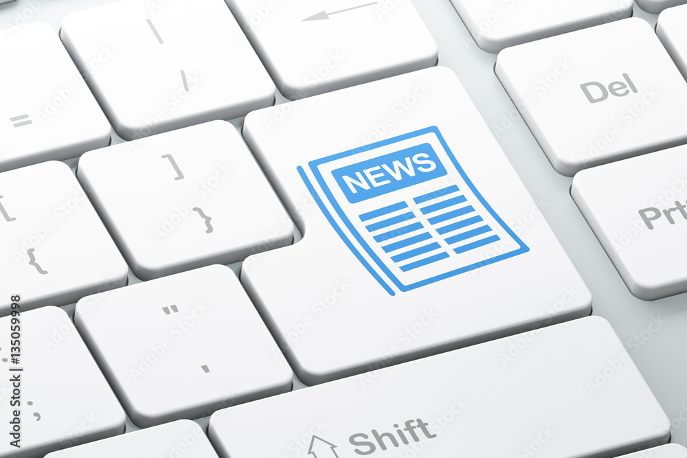 News concept: Newspaper on computer keyboard background News concept: Newspaper on computer keyboard background