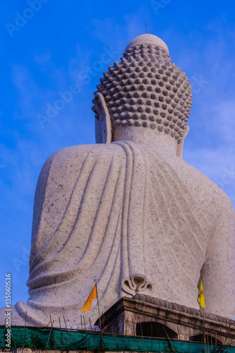 Amazing Massive white marble Buddha statue, the famous tourist a photo