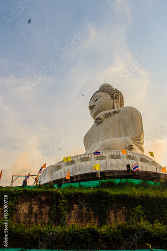 Amazing Massive white marble Buddha statue, the famous tourist a photo