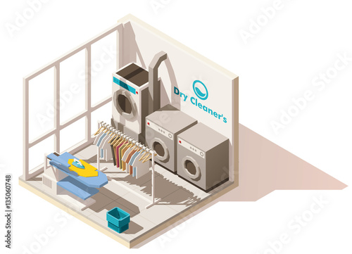 Vector isometric low poly commercial laundry icon