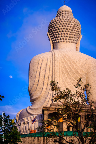 Amazing Massive white marble Buddha statue, the famous tourist a photo