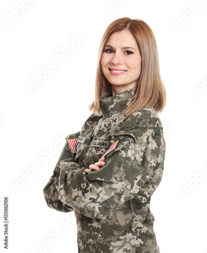 Pretty female soldier on wh...