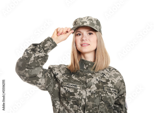 Pretty female soldier on wh...