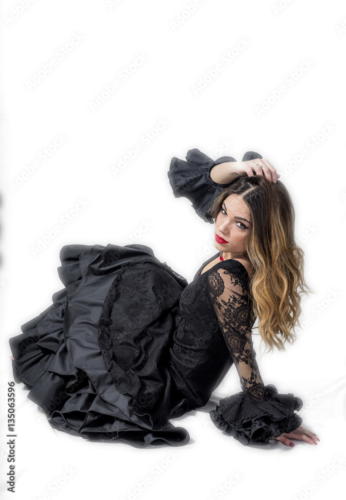 Portrait of young Flamenco dancer in beautiful dress Portrait of young Flamenco dancer in beautiful dress