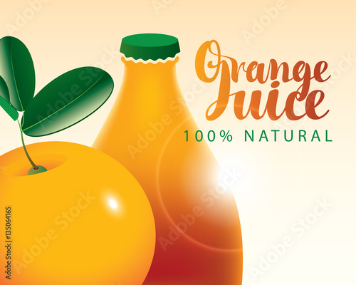 vector banner with orange and bottle juice