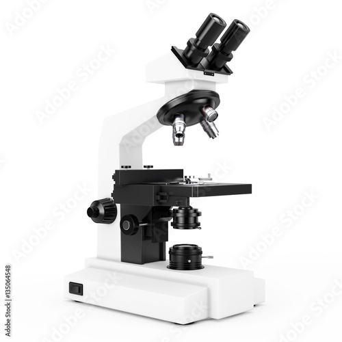 Modern Laboratory Microscope. 3d Rendering