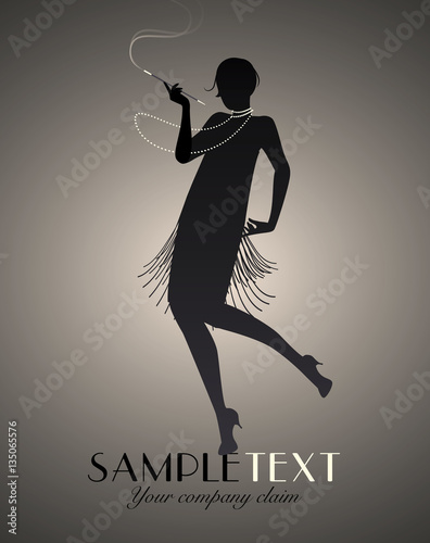 Silhouette of flapper girl dancing Charleston
