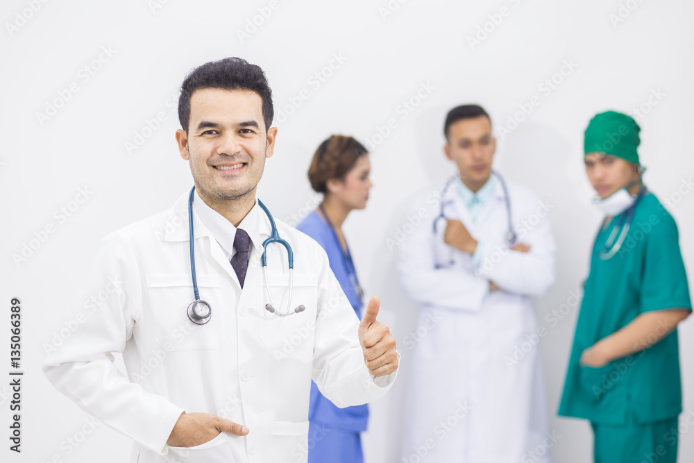 Doctor portrait, team concept, isolated on white background. Doctor portrait, team concept, isolated on white background.