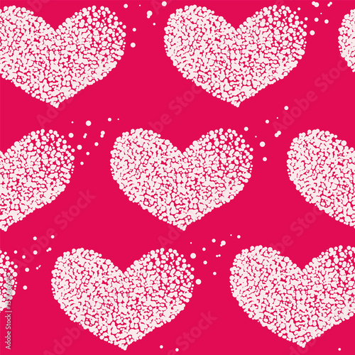 The Pattern of Bright Hearts on a Red Background. Valentine's Day. Love. Seamless.