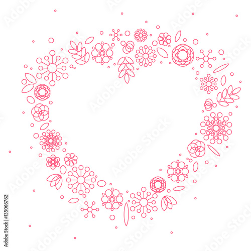 Minimalist floral background heart frame