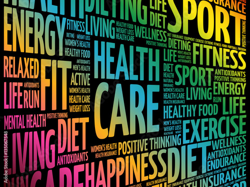 Health care word cloud collage, health concept background