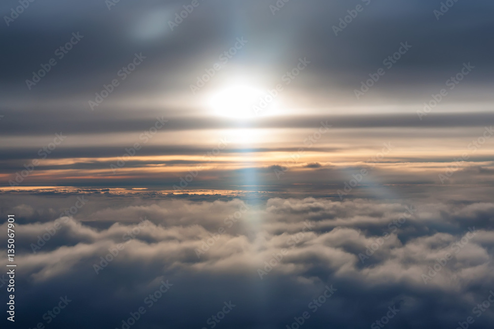 Sunrise skyscape viewed from airplane Sunrise skyscape viewed from airplane