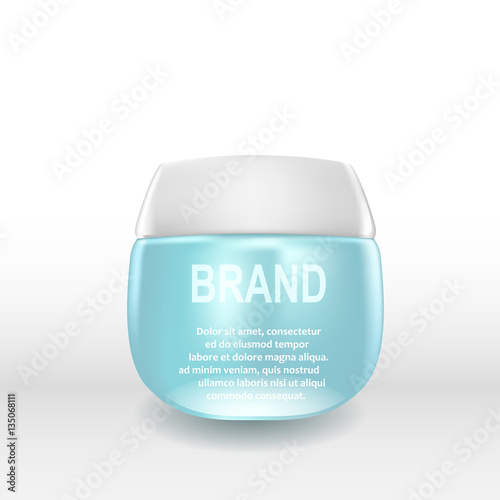 Vector realistic cosmetic bottles with natural elements.