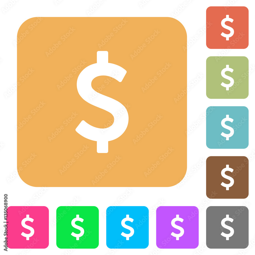 Dollar sign rounded square flat icons