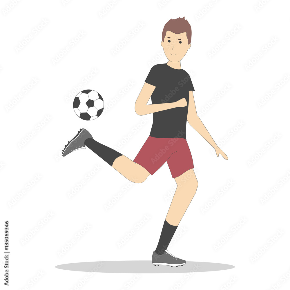 Isolated football player with ball on white background. Soccer player. Man in uniform.