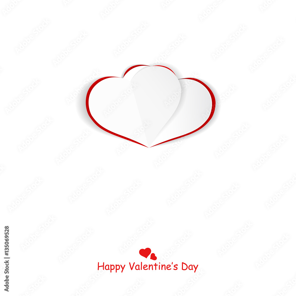 Origami heart. Happy valentines day background. White card.