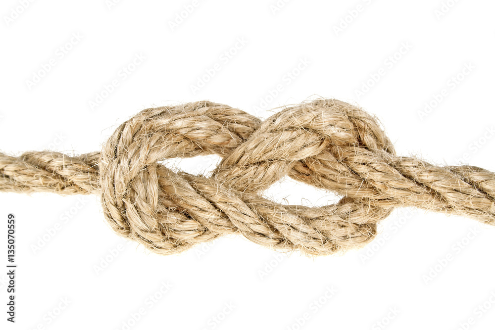 Close up of a rope on white background