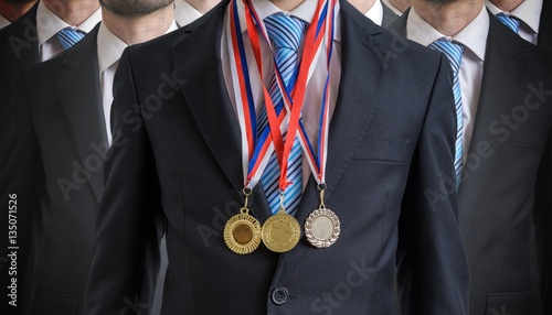 Bild auf Leinwand Extraordinary successful employee was awarded for his excellent skills