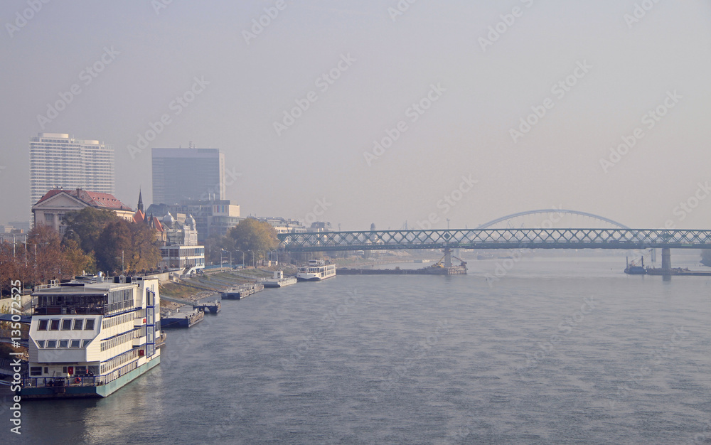 one of bridges over Danube river in Bratislava