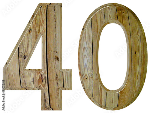 Numeral 40, forty, isolated on white background, 3d render