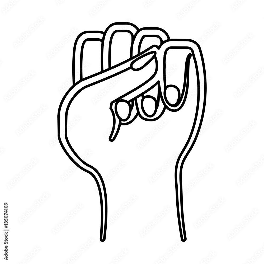 Figure hand weilding female defense, vector illustration design