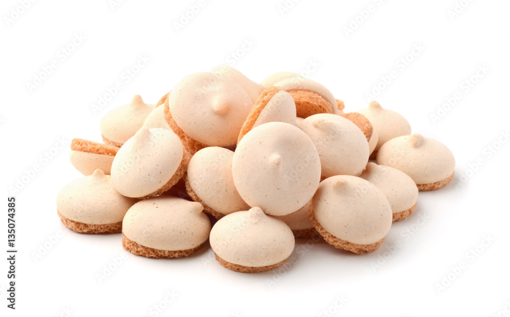 Cookies with meringue isolated on white
