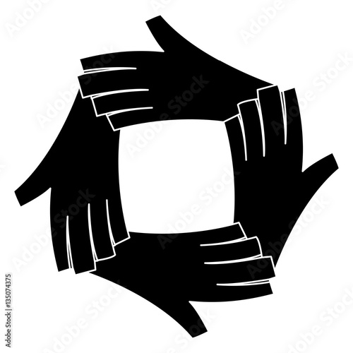black hands together feminism related, vector illustration image