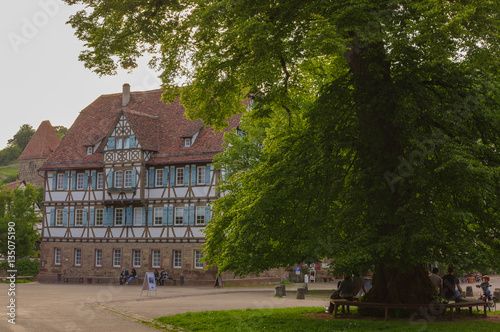 MAULBRONN, GERMANY - MAI 17, 2015: row Tudor style houses at the monastery is part of the UNESCO World Heritage Site.