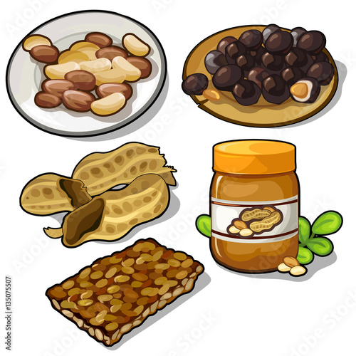 Set of peanut paste, chocolate nut and desserts