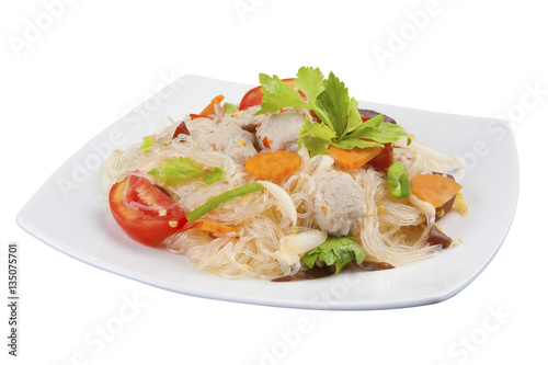 Spicy vermicelli salad with Pork, Thai style.