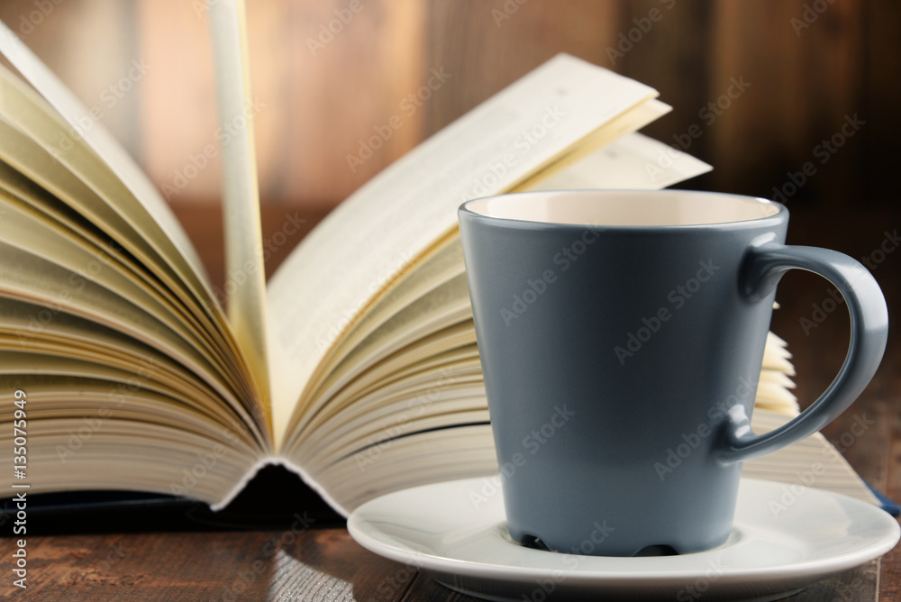 Composition with books and cup of coffee Composition with books and cup of coffee