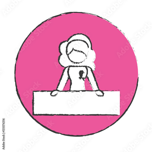 emblem woman feminist defending image, vector illustration design