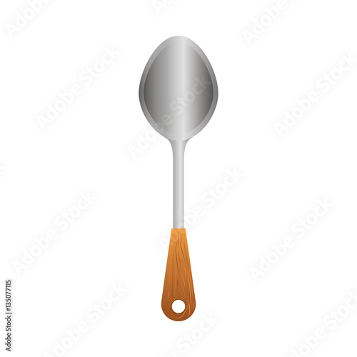 silver big spoon icon image, vector illustration