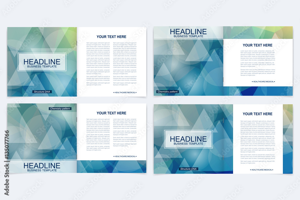 Business brochure design template. Vector flyer layout, abstract colorful polygonal background, leaflet, cover, poster.