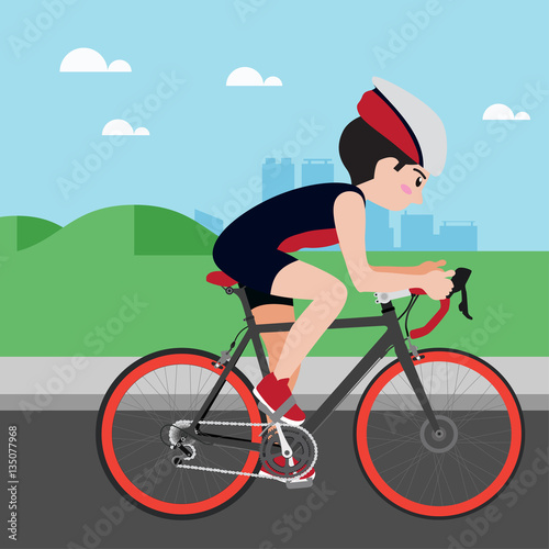 Cycling athletic sport vector cartoon illustration set