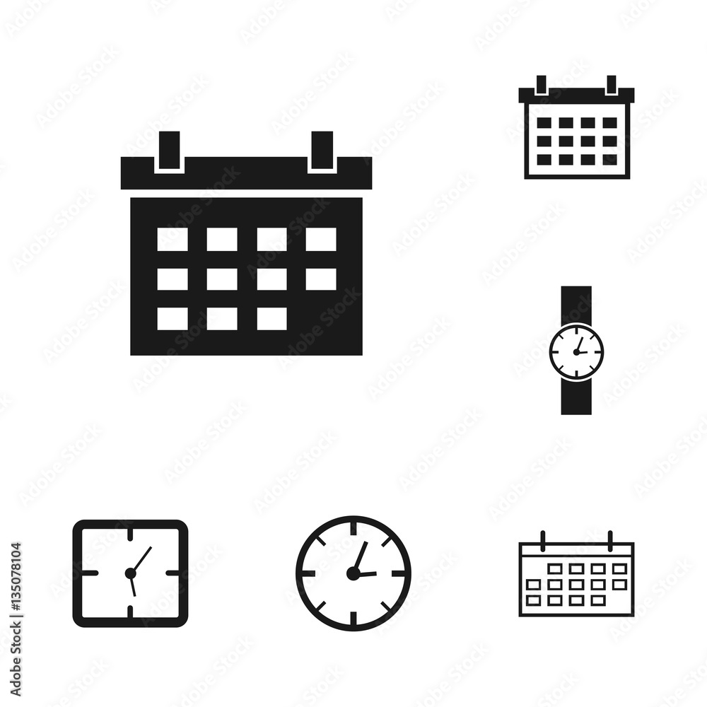 Time Set Clock And Calendar Icon Stock Vector Adobe Stock