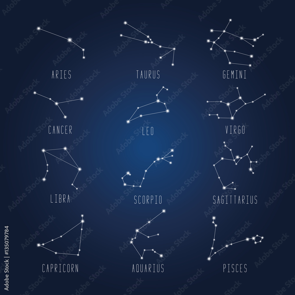Vector illustration of Virgo constellation on the background of starry sky