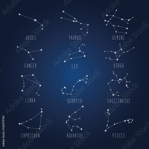 Vector illustration of Virgo constellation on the background of starry sky