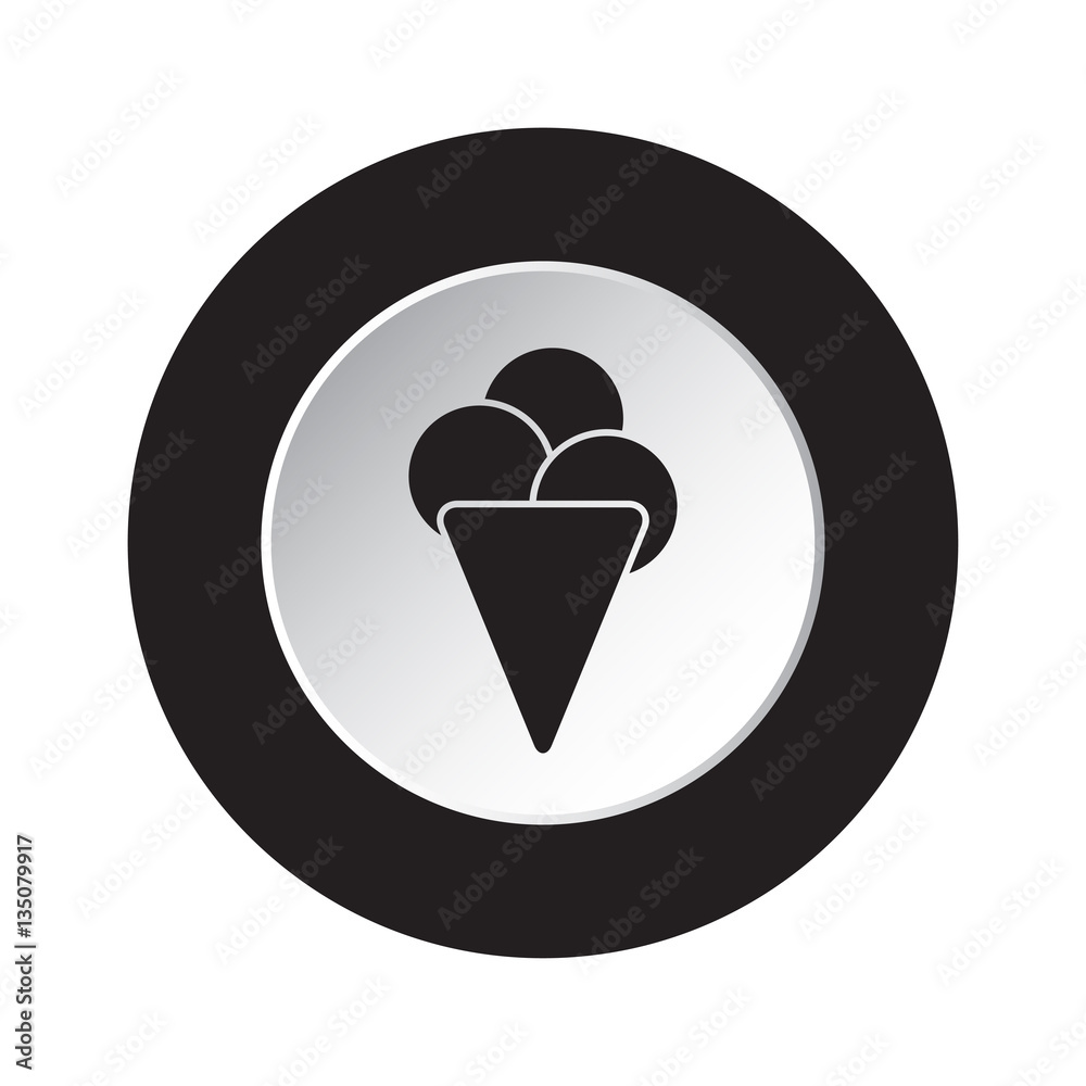 round black and white button - ice cream icon round black and white button - ice cream icon