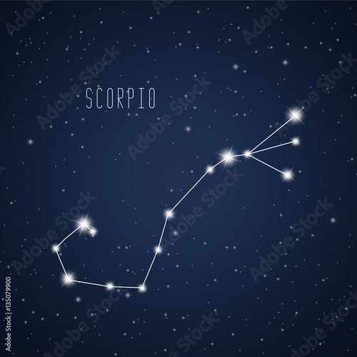 Vector illustration of Scorpio constellation on the background of starry sky