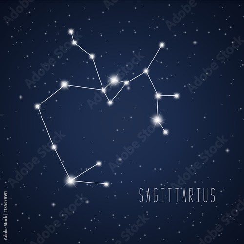 Vector illustration of Sagittarius constellation on the background of starry sky