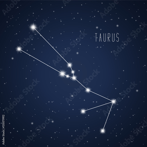 Vector illustration of Taurus constellation on the background of starry sky photo