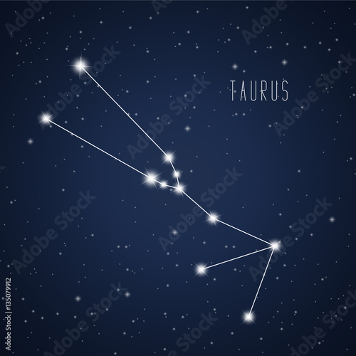 Vector illustration of Taurus constellation on the background of starry sky